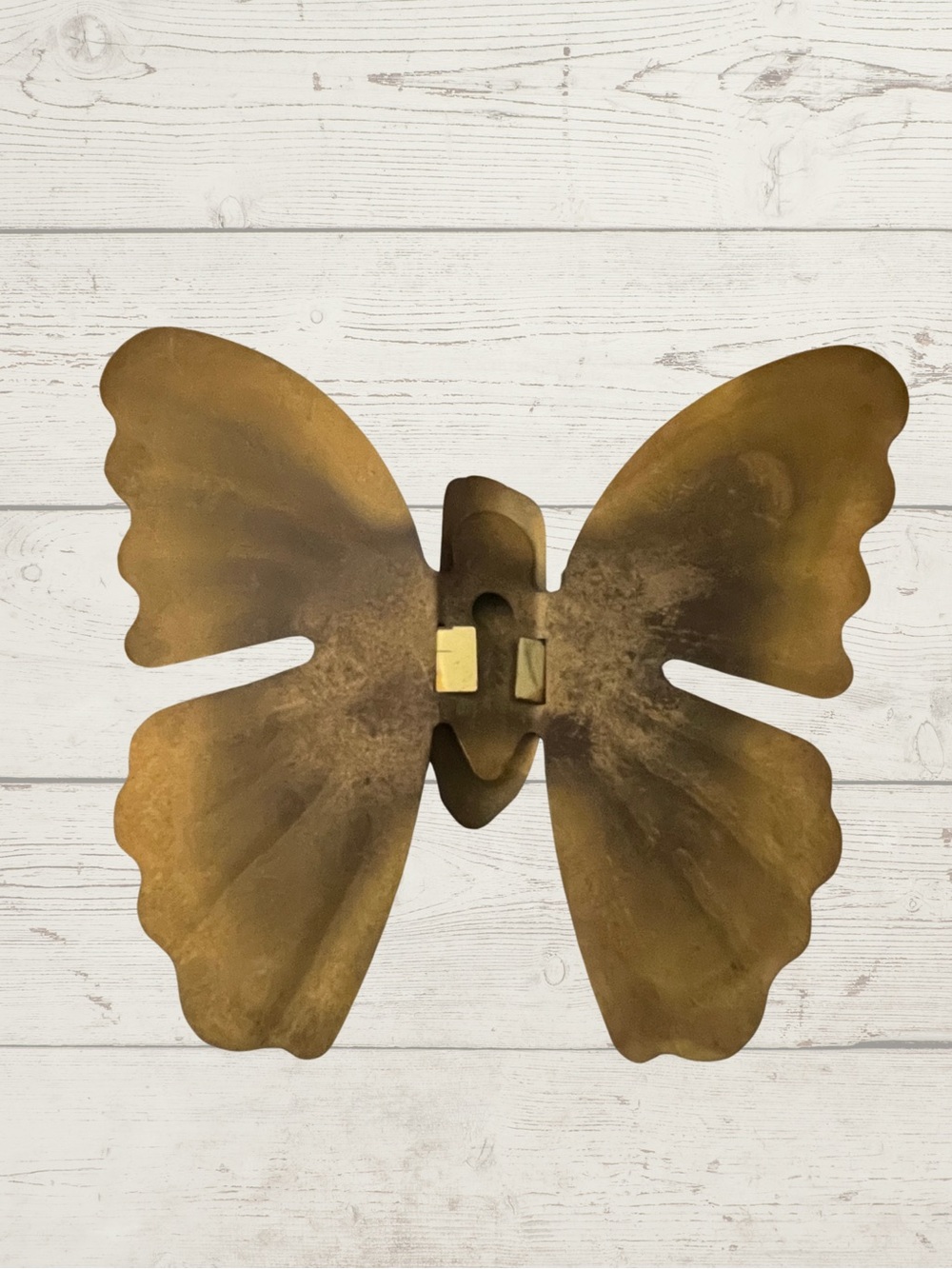 Vintage Brass Butterfly Wall Hanging Art Set of 3 Flame Treated 70s MCM Decor - Picture 8 of 11